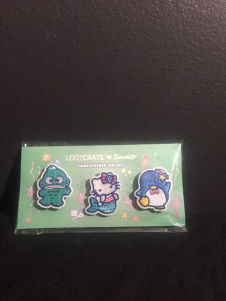 Sanrio Loot Crate Splash Hello Kitty & Friends Embroidered Pin Set & Trinke