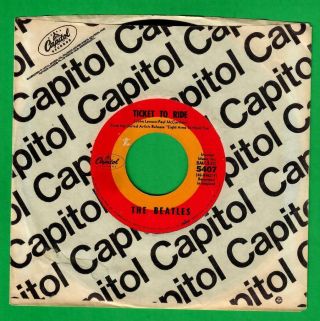 The Beatles 45 Us Capitol 5407 Oval/round Logo Ticket To Ride / Yes It Is