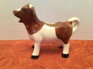 Vintage Ceramic Cow Creamer Brown And White No Markings