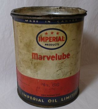 Imperial Esso Oil Ltd Canada Marvelube 1 Lb Grease Tin Can