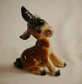 Vintage Donkey W Bumble Bee Ceramic Shelf Figurine Made In Japan