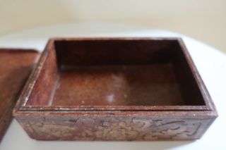 Antique Chinese Carved Soapstone Box & Lid 6