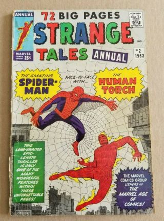 Strange Tales Annual Vol 1,  2,  1963,  Vg Spider - Man Human Torch (mark 