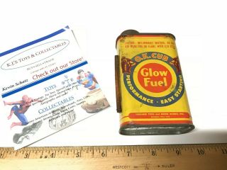 Vintage Model Airplane Gas Engine Fuel Tin Can Ok Cub Glow Fuel Shape