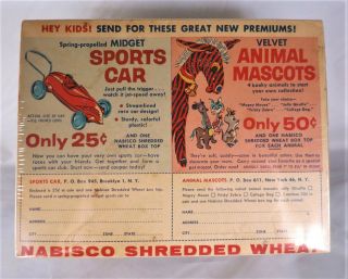 Vintage 1950 ' s era Nabisco Shredded Wheat 12 oz.  Size Cereal Box York Toy Of 3