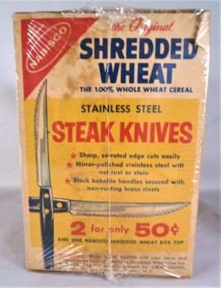 Vintage 1950 ' s era Nabisco Shredded Wheat 12 oz.  Size Cereal Box York Toy Of 4