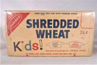 Vintage 1950 ' s era Nabisco Shredded Wheat 12 oz.  Size Cereal Box York Toy Of 5