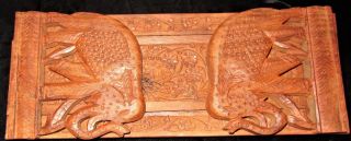 Vintage India Hand Carved Elephant Sliding Adjustable Wood Book Shelf Or Holder