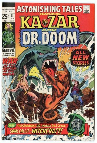 Astonishing Tales 8 Vf/nm 9.  0 Ow/white Pages Ka - Zar Dr.  Doom Marvel 1971