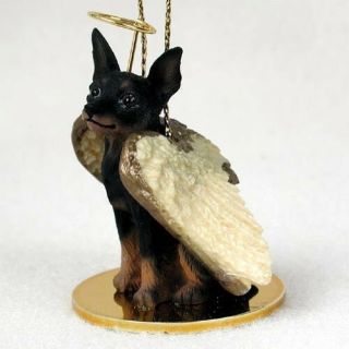 Miniature Pinscher Black Tan Dog Angel Tiny One Ornament Figurine Statue