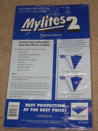 Pack 50 Mylites 2 Mil Mylar Bronze / Silver Age Standard Comic Book Bags Sleeves