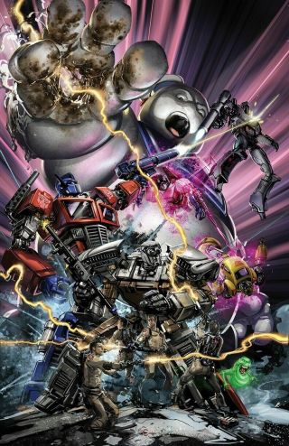 Transformers Ghostbusters 1 Crain Virgin Variant Idw Comics W/coa Stay Puff