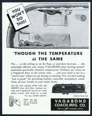 1949 Vagabond Coach Travel Trailer Tandem 262 Photo & Art Vintage Print Ad