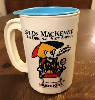 Vintage 1986 - Spuds Mackenzie Mug - Bud Light Party Animal - W/ Lid