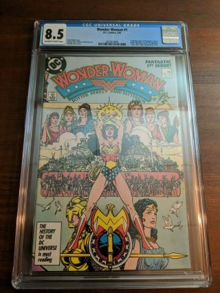 Wonder Woman 1 Cgc 8.  5 Oww Dc Comics 2/87 George Perez Themyscira Origin