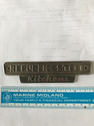 Vintage Republic Steel Metal Kitchen Cabinet Name Badge,  Medallion Emblem Logo