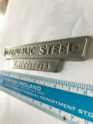 Vintage Republic Steel Metal Kitchen Cabinet Name Badge,  Medallion Emblem Logo 2