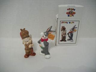 Looney Tunes Bugs Bunny & Elmer Fudd Salt And Pepper Shakers 1993 Warner Bros