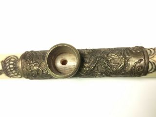 Old antique Chinese smoking pipe in carved bone 3
