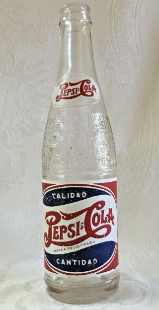 Vintage 1948 Pepsi - Cola Double Dot Embossed Soda Bottle Mexico