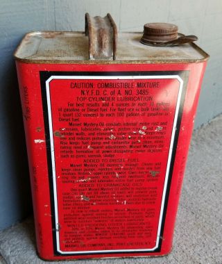 Vintage One Gallon Marvel Mystery Oil Petro Gas Station Advertising Can 5