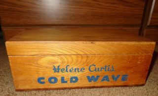 Vintage Helene Curtis Cold Wave (hair Salong Permanent Storage) Wood Box Wooden