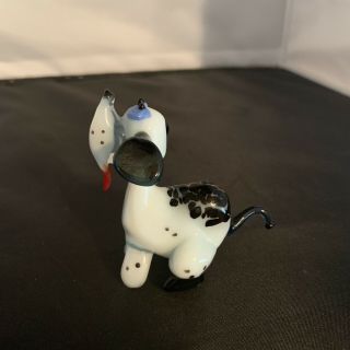 Miniature Tiny Hand Blown Glass Spotted Dog Figurine 3