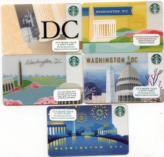 Complete Set 5 Different Regional Washington Dc Retired Starbucks Gift Cards