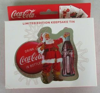Coca - Cola Playing Cards 2 Decks In Santa Limited Edition Keepsake Tin 2008
