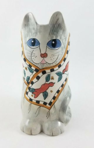 Cat Vase Pen Holder Susan Paley Robin Ganz Kitty Bird Bandana