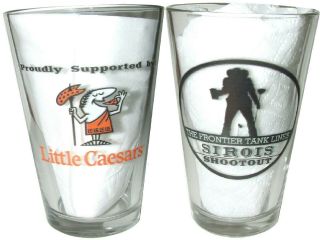 Sirois Shootout Golf Theme Beer Glass Little Caesars Pizza Cowboy Silhouette