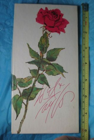 Vintage Lord & Taylor Gift Box White Decorated Wth Rose 8 1/4 " X 4 2/8 " X 1/2 "