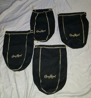 4 Crown Royal Bags Black 1.  75 Liter Size Large Bags