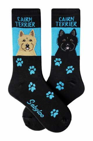 Cairn Terrier Crew Socks Unisex Blue