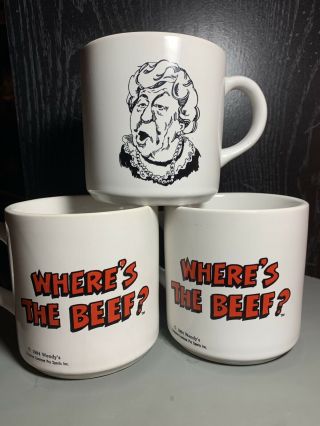 1984 Wendy’s “where’s The Beef?” Mugs (3ct)