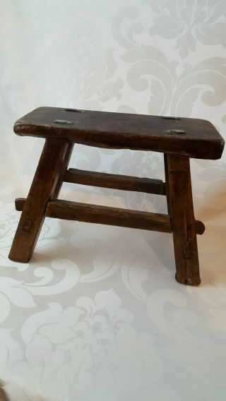 Antique Chinese Wooden Headrest Or Small Stool