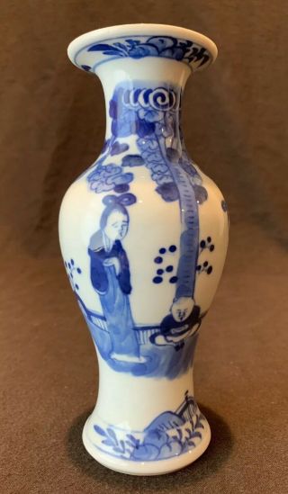 Antique Chinese Blue And White Qing Republic Signed Porcelain Vase 8 1/8 " H