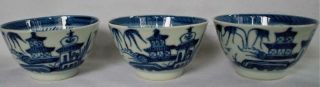 3 LATE 18TH CENTURY CHINESE BLUE & WHITE CANTON EXPORT PORCELAIN BOWLS 2