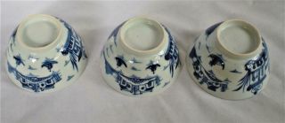 3 LATE 18TH CENTURY CHINESE BLUE & WHITE CANTON EXPORT PORCELAIN BOWLS 7