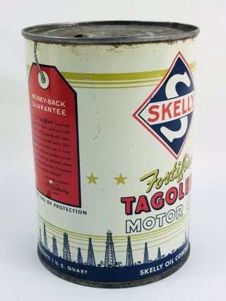 SKELLY MOTOR OIL 1 QT.  CAN FORTIFIED TAGOLENE GAS & OIL ADVERTISING 165 3