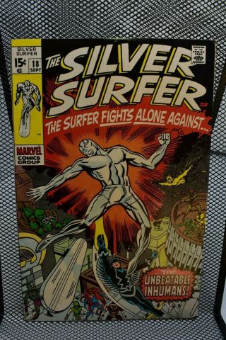 Silver Surfer 18 Marvel Comics 1970 Stan Lee Jack Kirby Inhumans Last Issue 7.  5