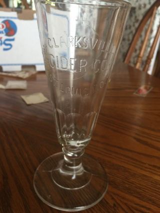 Clarksville Cider Co.  6 3/8” Advertising Glass St.  Louis Mo Vintage