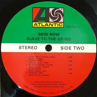 Skid Row - Slave to the Grind 1991 Korea Orig 1st Vinyl.  11Tracks,  w/Insert.  VG, 2