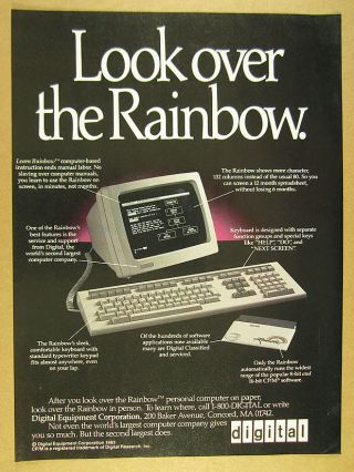 1983 Dec Digital Rainbow 100 Computer Pc Monitor Keyboard Photo Vintage Ad