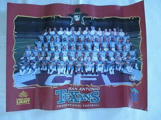 1993 San Antonio Texans Cfl Football Team Lone Star Beer Poster Sign Man Cave