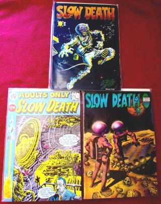 3 Vintage Slow Death Underground Comic Books 2,  4 & 6 Last Gasp Comix