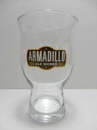 Armadillo Ale Pint Beer Glass Denton Texas Brewery