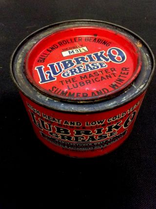 Vintage Lubriko Grease Can Master Lubricants Co Usa Industry & Auto Oils Grease