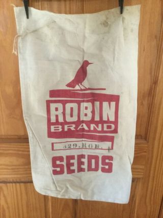 Vintage Robin Brand Seed Cloth Sack.  Red