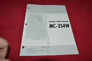 Lorain Mc - 254w Moto Crane Dragline Shovel Specifications Dealer 